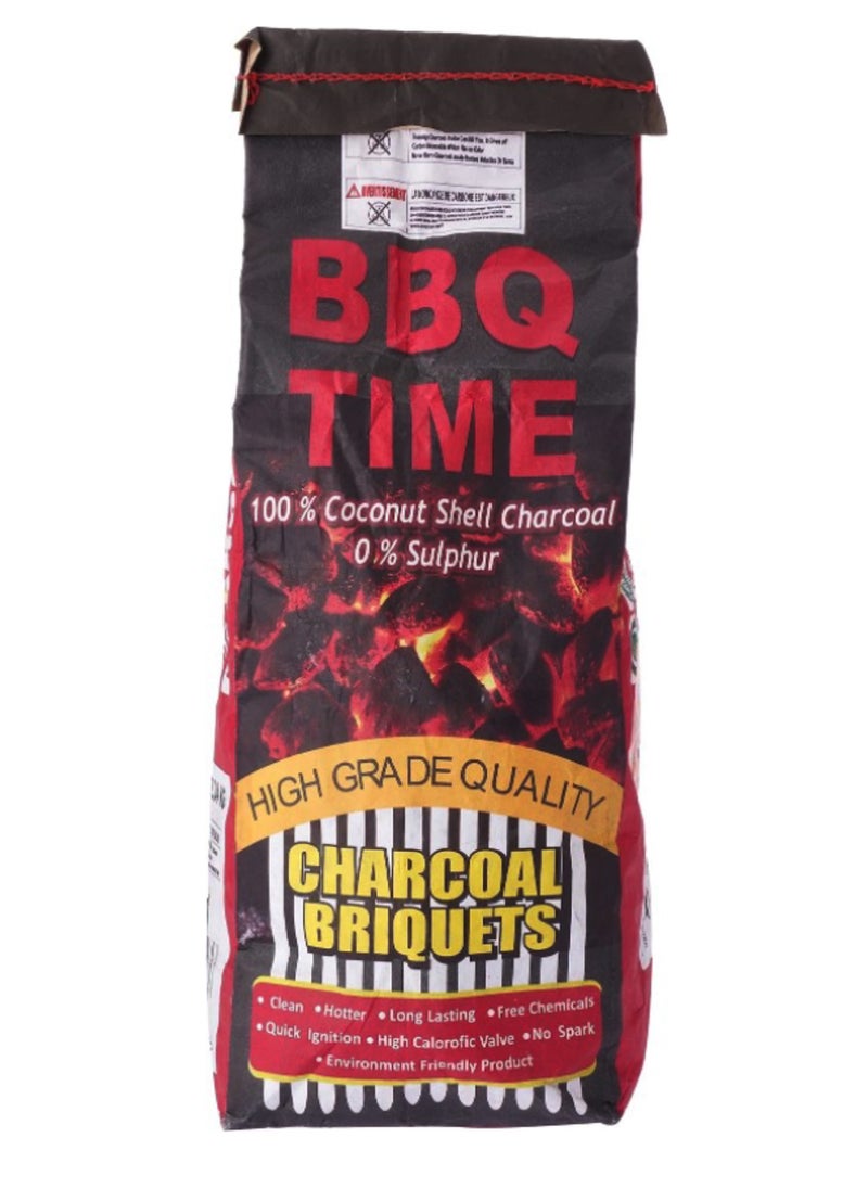BBQ TIME Premium Charcoal Briquettes Coconut Shell Charcoal for Barbecue & Grill (2.04KG) Long-Lasting Barbeque Charcoal for Ignition  - Image 2