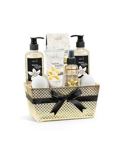 Bath and Body Gift Basket For Women and Men  8 Piece Set of Warm Vanilla Bath  Body Collection Gift Basket Includes Shower Gel Bubble Bath Body Lotion Body Mist  More  Appreciation Gift Ideas