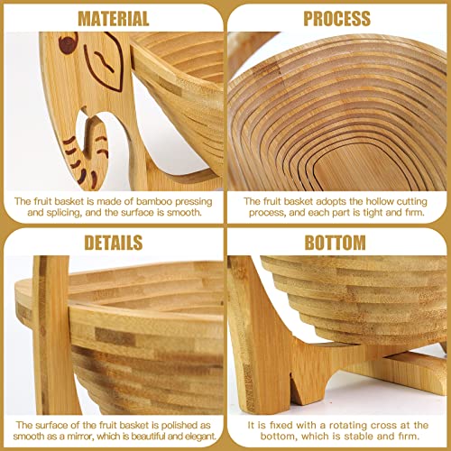 MYOSOTIS Foldable Fruit Basket Collapsible Bamboo Fruit and Veggie Basket,Fruit Bowl Holder Dried Fruit Basket Fo rChristmas Holiday Party (Elephant) - Image 3