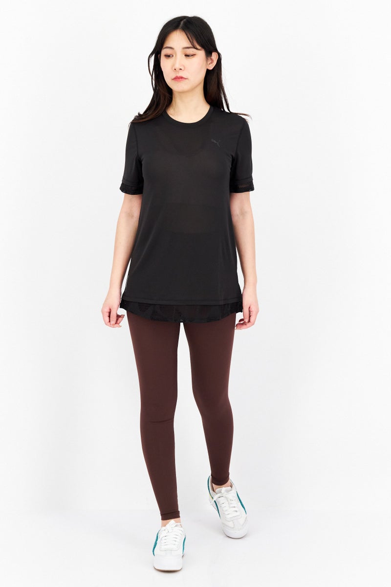 PUMA قمصان تدريب رياضية للنساء بشعار العلامة التجارية، أسود - Image 4