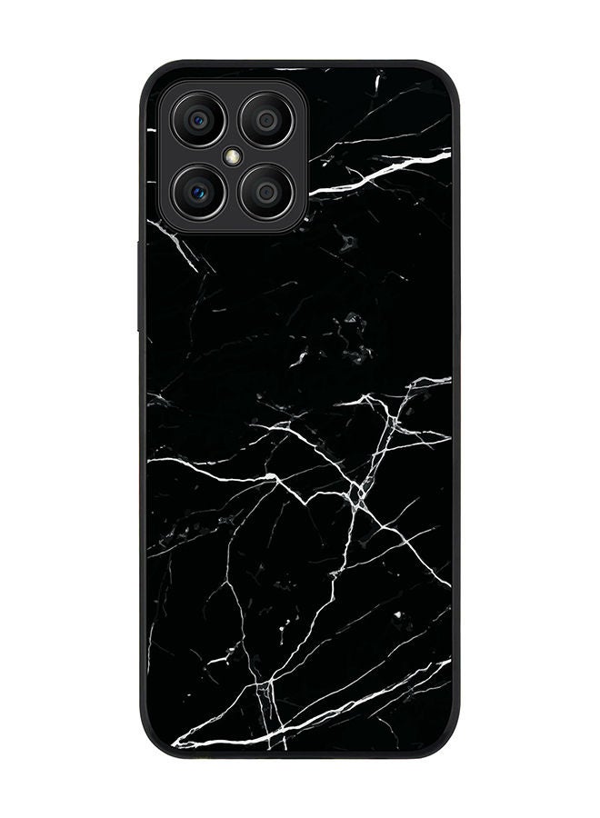 Stylizedd حافظة سوداء متينة لهاتف Honor X8، تصميم نحيف، حافظة مرنة بحواف مطاطية، مقاومة للسقوط، غلاف TPU جل رقيق - طباعة رخامية سوداء - Image 1