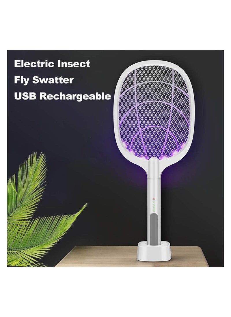 Electric Bug Zapper Racket, Mosquito Killer, Fruit Fly Swatter Zap, Two-In-One USB Rechargeable Electronic Swatter Pest Control - Image 3