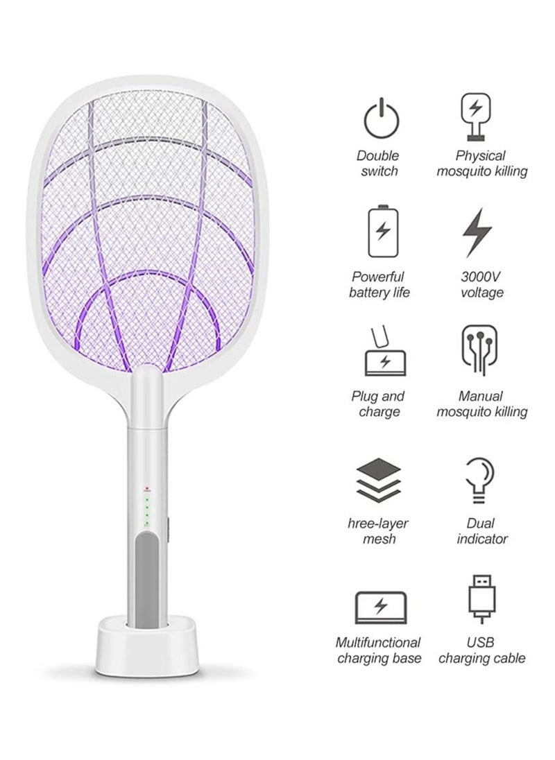 Electric Bug Zapper Racket, Mosquito Killer, Fruit Fly Swatter Zap, Two-In-One USB Rechargeable Electronic Swatter Pest Control - Image 2