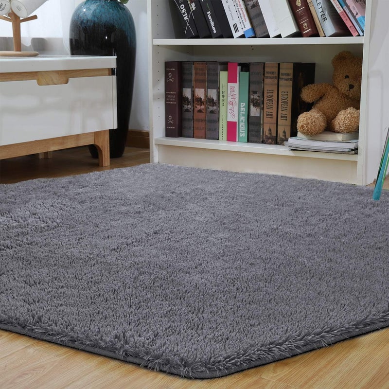 junovo Ultra Soft Rug for Nursery Children Room Baby Room Home Decor Dormitory Hexagon Carpet for Playhouse Princess Tent Kids Play Castle, Diameter 4.6 ft, Grey - Image 5