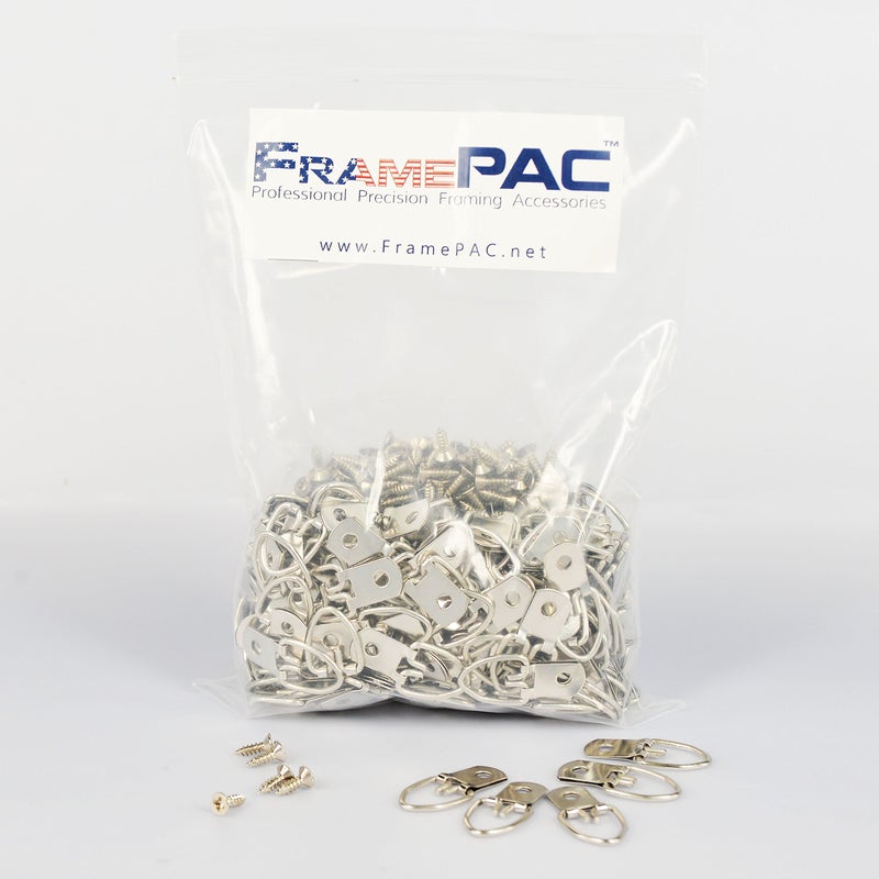 FramePac D-Ring Single Hole Picture Hangers with Screws [300 Pack] - (AKA Picture Hanging Hardware  Picture Frame Hanger  Picture Hanger Nails  Picture Hanger Hooks  Picture Hooks for Hanging) - Image 1