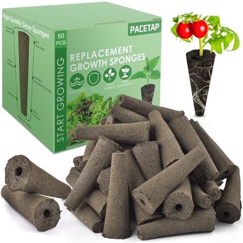 PACETAP 50 Pack Grow Sponges, Seed Pods Replacement Root Growth Sponges Compatible with AeroGarden, Seedling Starter Sponges Kit Refill Grow Sponge for Hydroponic Indoor Garden System - Image 2