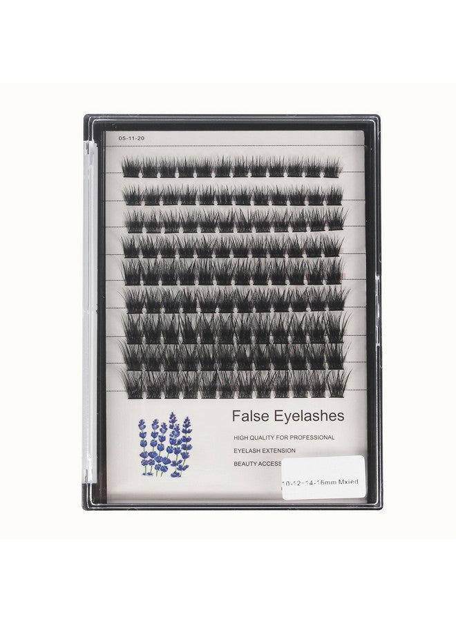 Hannahool Wide Stem Individual False Eyelashes Mixed 8101214Mm;10121416Mm Dramatic Black Soft And Light Thick Base Cluster Lashes D Curl 5D Volume Eye Lashes Extensions (10121416Mm) - Image 1