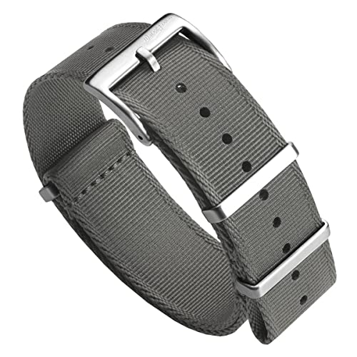WatchGecko Swiss Quality Signature Military Nylon Watch Strap Nylon Mens Replacement Watch Band Rugged QuickDrying and Secure Wristwatch Strap for Outdoor Activities Grey 20 mm - Image 1