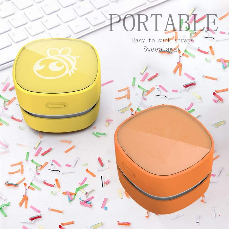 ODISTAR Desktop Vacuum Cleaner,Mini Table dust Sweeper Energy Saving with auto Power-Off Function,High Endurance up to 400 mins,Cordless&360º Rotatable Design for Keyboard/Office(Orange Charging) - Image 4