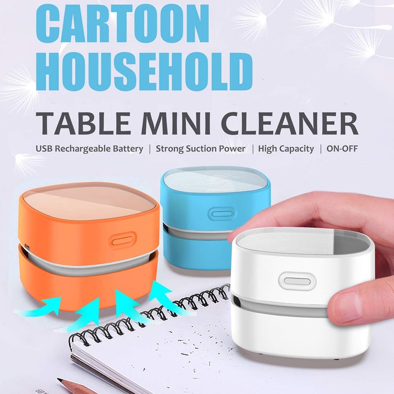 ODISTAR Desktop Vacuum Cleaner,Mini Table dust Sweeper Energy Saving with auto Power-Off Function,High Endurance up to 400 mins,Cordless&360º Rotatable Design for Keyboard/Office(Orange Charging) - Image 5