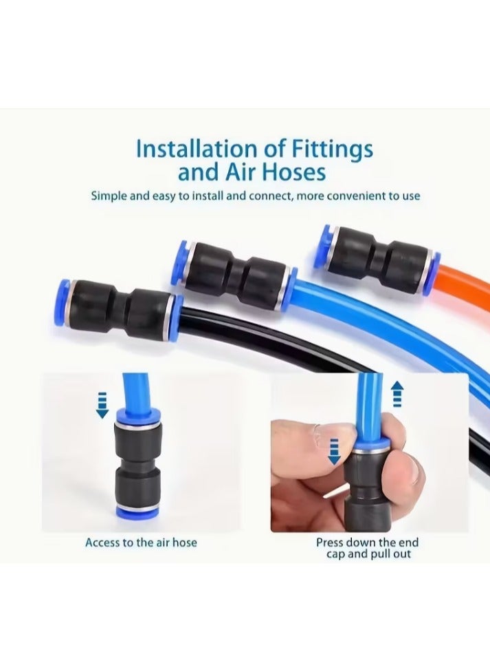 High Quality Straight Push Connectors 5pcs 6mm Hose Quick Connector Horticulture Mist Spray Straight Adapters Pneumatic Air Hose Fittings High Pressure Mist Parts (Black) - Image 1