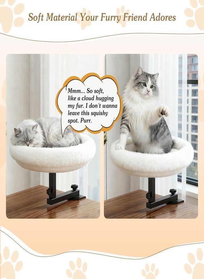 VERIFOST Adjustable Cat Desk Bed, 360° Rotatable Elevated Desk Cat Bed for Home Office, Space-Saving Design Table Supports Up to 60 lbs, Soft Faux Fur Bed with Removable Washable Cover (Beige) - Image 4