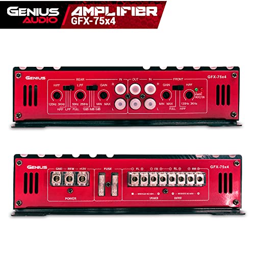 Genius Audio GFX-75X4 Full Range Powered Car Amplifier Multichannel 1800 Watts Max Class AB 2-Ohm Stable with Power Protection System to Boost Speaker and Woofer Performance - Image 5