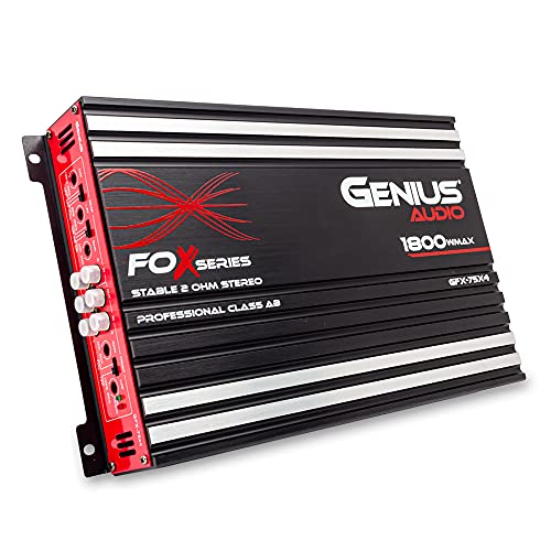 Genius Audio GFX-75X4 Full Range Powered Car Amplifier Multichannel 1800 Watts Max Class AB 2-Ohm Stable with Power Protection System to Boost Speaker and Woofer Performance - Image 1