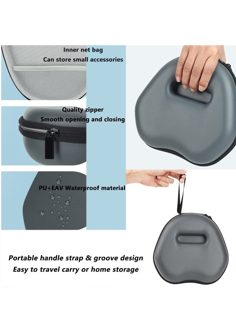 SOLARAE حافظة صلبة لسماعات Airpods Max، حافظة تخزين للسفر، حافظة PU عصرية لسماعات الرأس اللاسلكية، حافظة تخزين EVA، حافظة واقية (رمادي) - Image 3