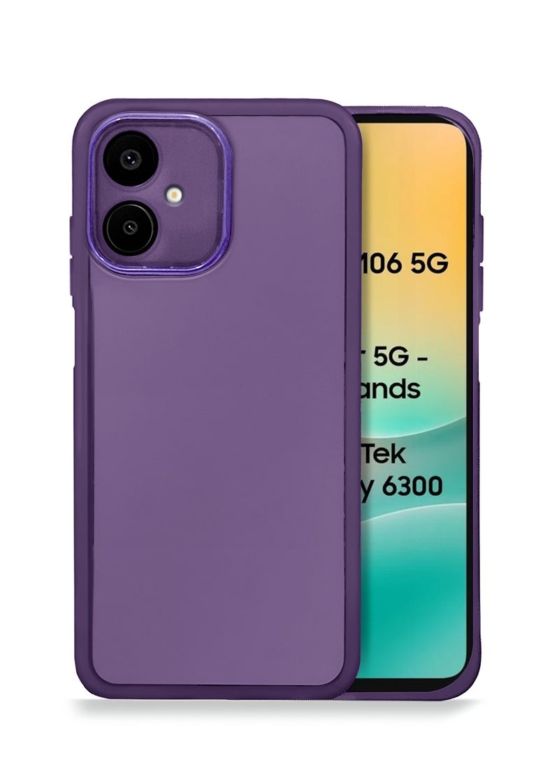 Wtech Samsung Galaxy M06 / Samsung Galaxy F06 5G 2025 Soft Transparent TPU Silicone Ultra Thin Phone Stylish Electroplated Camera Border Back Case Cover - Eggplant Purple - Image 1