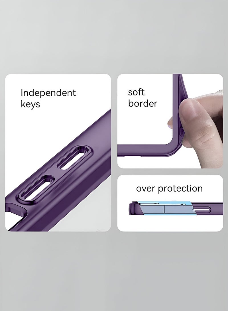 Wtech Samsung Galaxy M06 / Samsung Galaxy F06 5G 2025 Soft Transparent TPU Silicone Ultra Thin Phone Stylish Electroplated Camera Border Back Case Cover - Eggplant Purple - Image 5