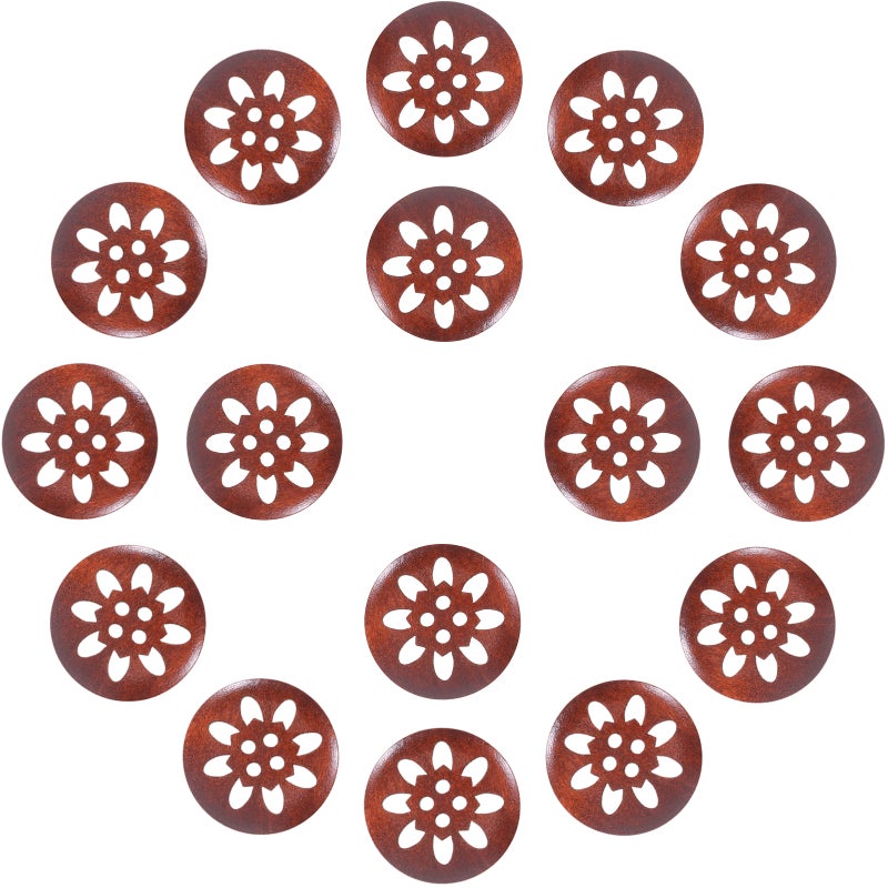 25pcs Wood Sewing Button: Wood Flower Buttons for Sewing and DIY Crafts - Coat Fastener for Jackets Shirts Uniforms - Clothing Decoration - Image 1