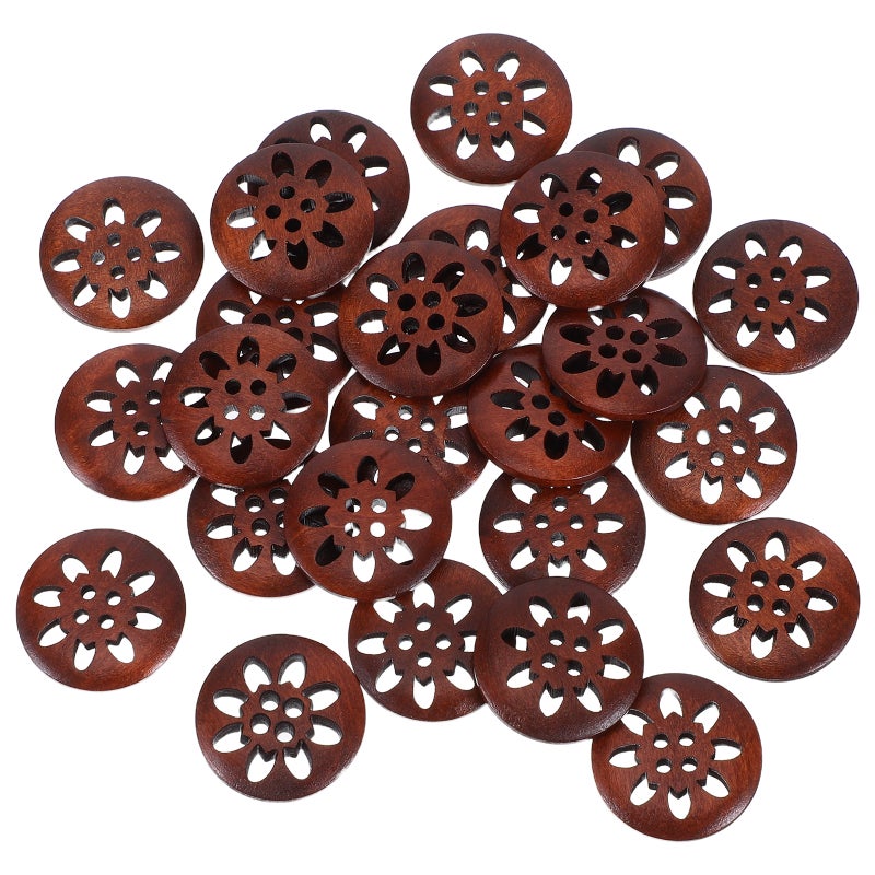 25pcs Wood Sewing Button: Wood Flower Buttons for Sewing and DIY Crafts - Coat Fastener for Jackets Shirts Uniforms - Clothing Decoration - Image 5