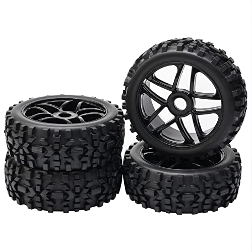 JIUWU 4Pack HighPerformance RC OffRoad Wheels and Tires 17mm Hex 18 Scale Durable Black Construction - Image 1