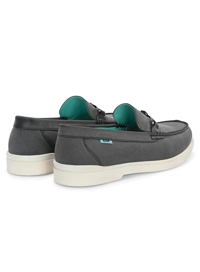 NOAK NO ANIMAL KILLED Casual Leather Material Slip-on Loafers Shoes Comfortable Shoes for Men|Grey|9 UK - Image 2