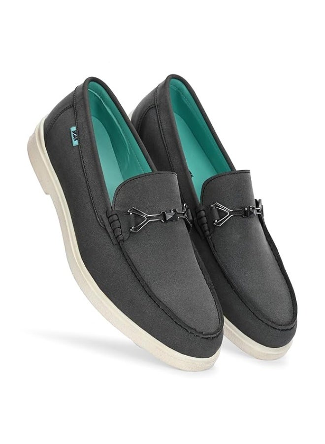 NOAK NO ANIMAL KILLED Casual Leather Material Slip-on Loafers Shoes Comfortable Shoes for Men|Grey|9 UK - Image 3