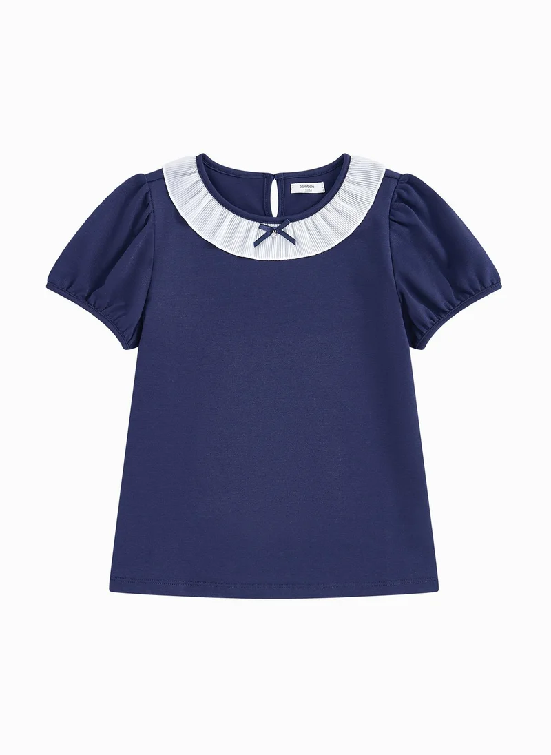 Balabala Kids Girl Round V-Neck Short-Sleeved T-Shirt