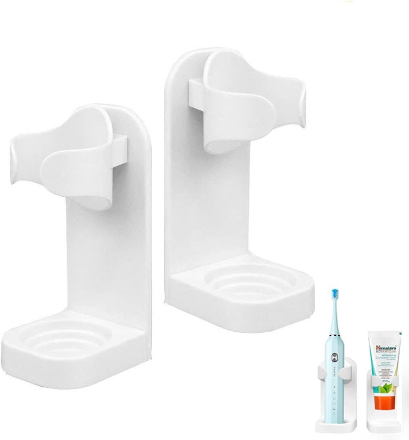 GIAVGIAV Electric Toothbrush Holders for Bathroom Electric Toothbrush Organizer Bathrooms Toothbrush Storage for Shower SpaceSaving Mirror Toothbrush Holder Wall Mounted ABS White
