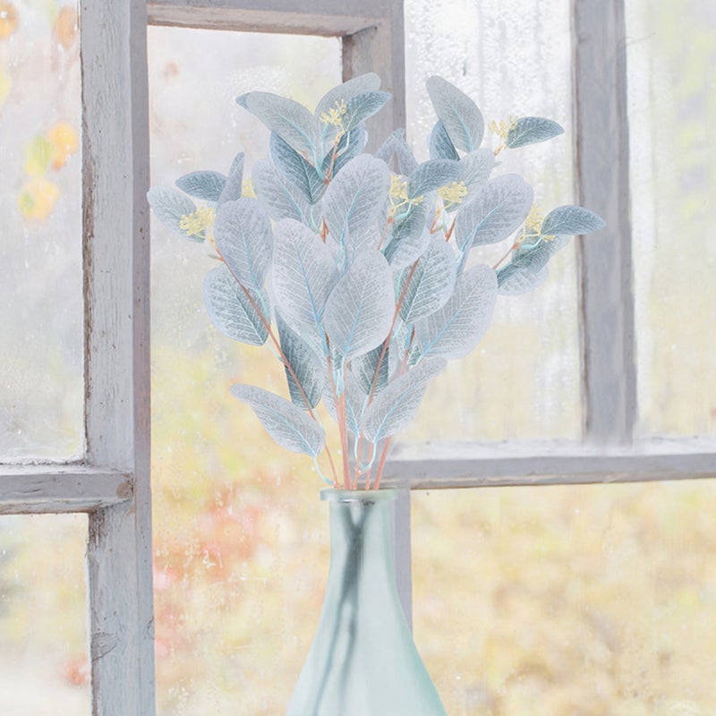 8pcs Artificial Eucalyptus Stems Flowers Arrangement Decor Vase Filling Eucalyptus Leaf - Image 3