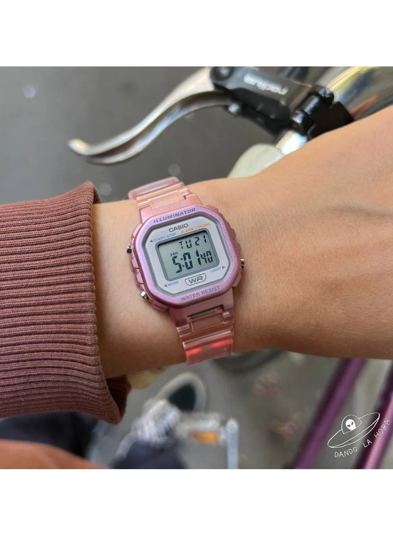 كاسيو ساعة إنلوميناتور شفافة وردي كرونوغراف ديجيتال LA-20WHS-4A - Image 3