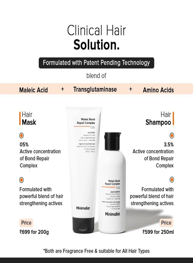 Minimalist Hair Mask For Frizzy Hair, Repairing Dry, Damaged & Dull Hair | Maleic Bond Repair Complex 05% with Transglutaminase, Amino Acids & Ceramides | For Damaged & Treated Hair | Controls Frizzy Hair | For Women & Men | 100 gm - Image 3