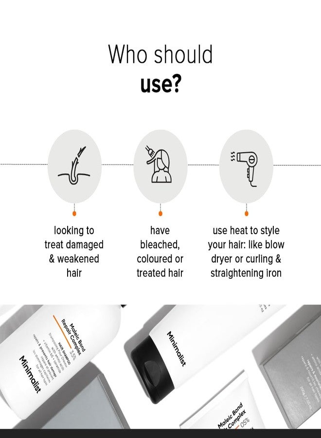 Minimalist Hair Mask For Frizzy Hair, Repairing Dry, Damaged & Dull Hair | Maleic Bond Repair Complex 05% with Transglutaminase, Amino Acids & Ceramides | For Damaged & Treated Hair | Controls Frizzy Hair | For Women & Men | 100 gm - Image 5