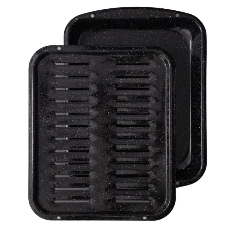 Broiler Pan for Oven Nonstick Porcelain Enamel Coated W 12 62 X L 1675 GE WB48X10056 Replacement for Oven With Rack Withstands High Temperatures Circulates Heat Evenly and Drains Fat