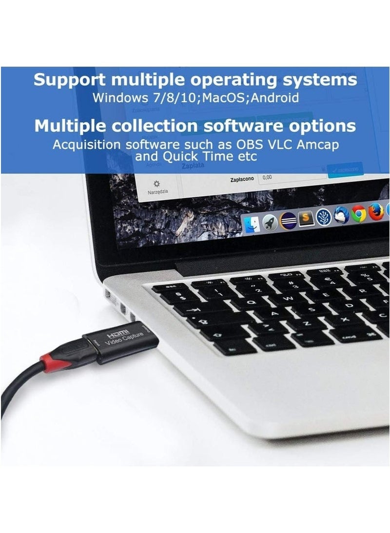 Aijmil بطاقة التقاط فيديو HDMI بدقة 4K، بطاقة كاميرا، بطاقة التقاط ألعاب، محول التقاط الصوت HDMI إلى USB 2.0، جهاز التقاط التسجيل للبث المباشر، البث المباشر، مؤتمرات الفيديو، التدريس، الألعاب - Image 5