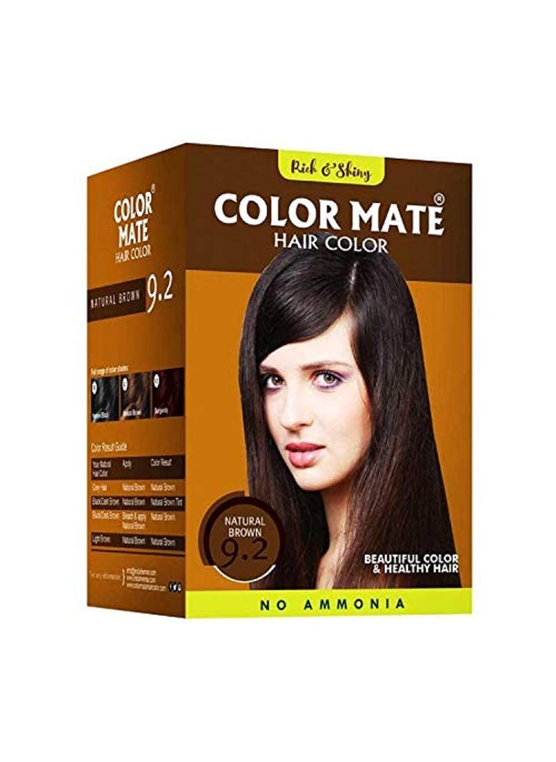 COLOR MATE Color Mate Herbal Based Ammonia Free Hair Color with Ayur Product in Combo (9.2-Natural Brown) 