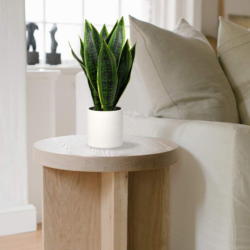 Briful Fake Snake Plant 16" Faux Potted Plant Artificial Snake Plant with White Ceramic Pot Sansevieria Plant Perfect for House Modern Living Room Office Housewarming Gift Indoor Decor - Image 2