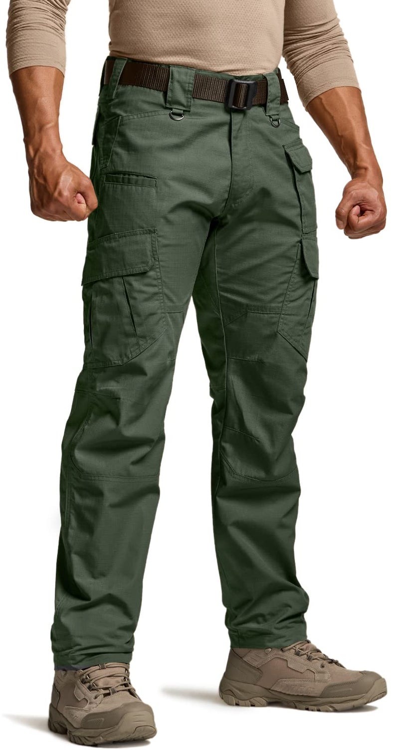 CQR Men's Tactical Pants, Water Resistant Ripstop Cargo Pants, Lightweight EDC Work Hiking Pants, Outdoor Apparel, Raider Mag Green Kelp, 46W x 30L - Image 1