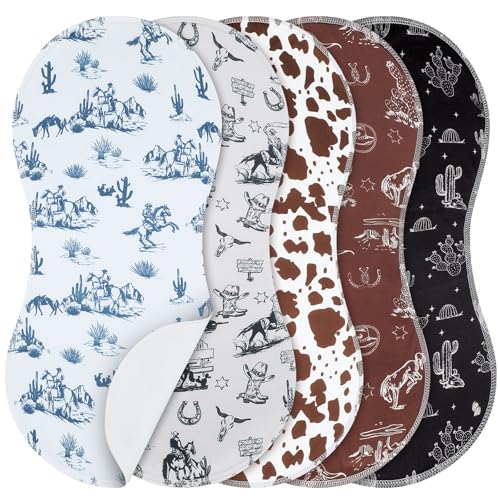 SmoothNovelty 5 Pack Vintage Western Baby Burp Cloths Soft Absorbent Burping Rags for Newborns 19"x9" Spit up Cloths for Boy Girl Newborn Baby Shower Registry Gifts Set Nursery Decor - Image 1