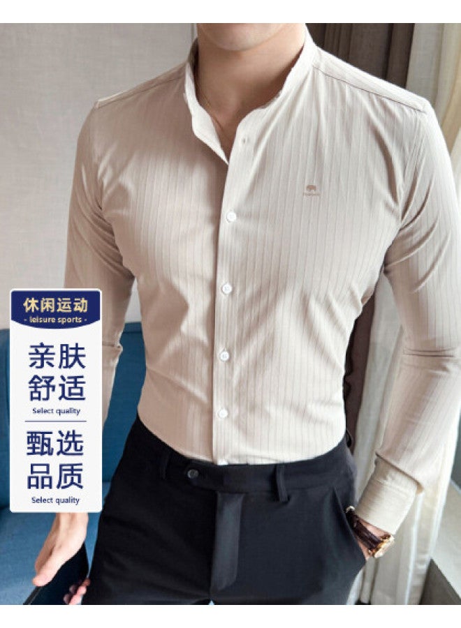 Fomoce affordable Spring/summer Business Casual Men's Striped Shirt - Image 1