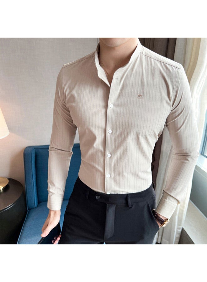 Fomoce affordable Spring/summer Business Casual Men's Striped Shirt - Image 3