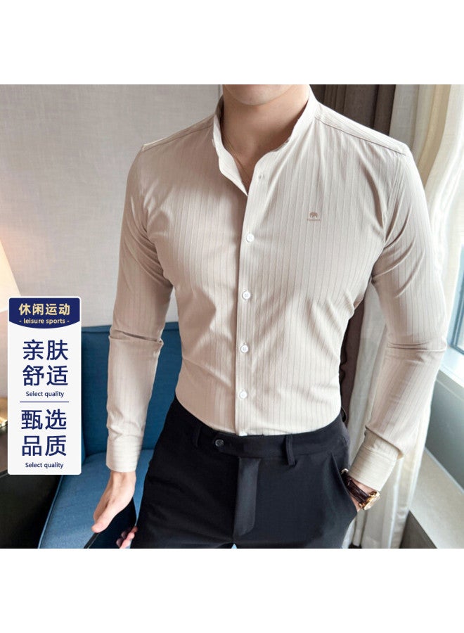 Fomoce affordable Spring/summer Business Casual Men's Striped Shirt - Image 2