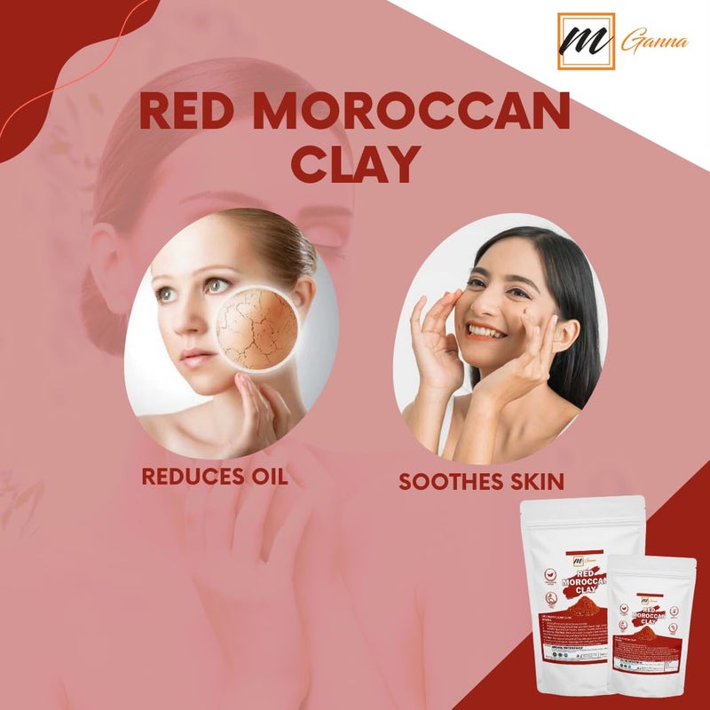 mGanna 100% Natural Moroccan Red Clay Powder for Hair Masks, Scrubs, Creams and Soap Making 0.5 LBS / 227 GMS - Image 5
