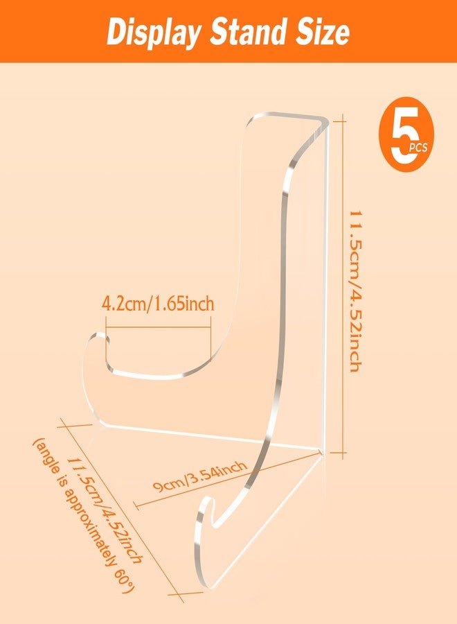 Dooiclear 5 Pack Acrylic Display Stand, Plate Stand for Display, Clear Easel Stand, Display Holder for Card, Frame, Picture, Magazine, Book, CD, Phone (Large/ 4.5 Inch) - Image 2