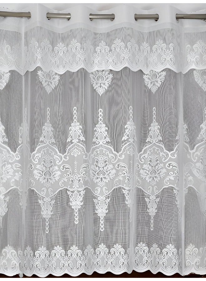 IVAZA Polyester Premium Sheer Frill Embroidery Floral Transparent Net Long Door Curtains 9 feet Pack of 2 White - Image 4