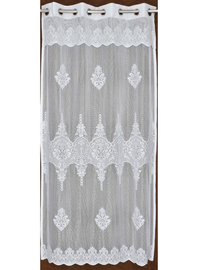 IVAZA Polyester Premium Sheer Frill Embroidery Floral Transparent Net Long Door Curtains 9 feet Pack of 2 White - Image 2