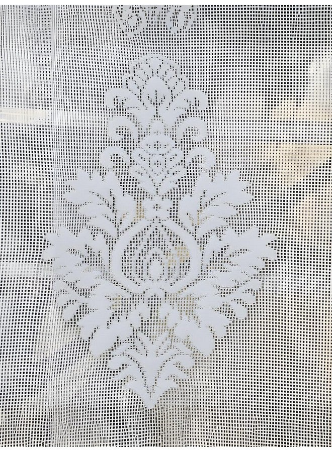 IVAZA Polyester Premium Sheer Frill Embroidery Floral Transparent Net Long Door Curtains 9 feet Pack of 2 White - Image 5