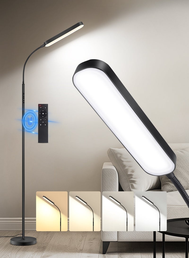 OUTON LED Floor Lamp 15W 1500LM, Dimmable and Adjustable Modern Floor Lamp with 4 Color Temperatures, Remote Control, 1-Hour Timer for Reading, Living Room, Bedroom, Office, and Sewing (Black) - Image 1