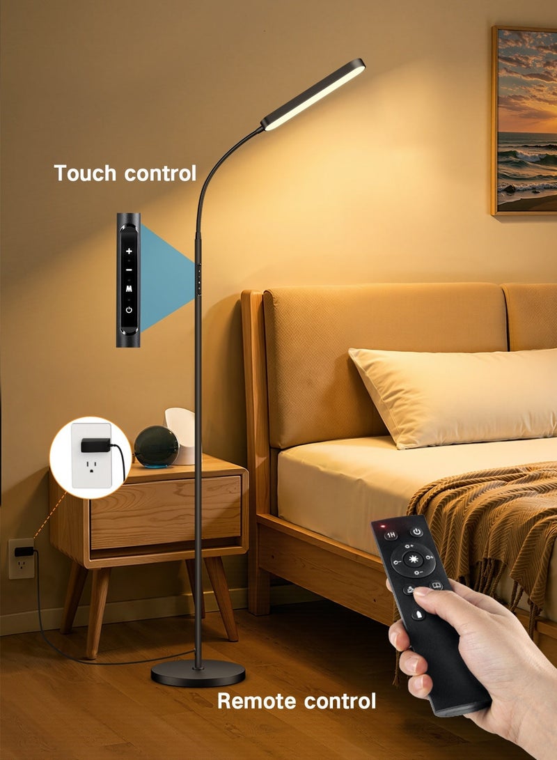 OUTON LED Floor Lamp 15W 1500LM, Dimmable and Adjustable Modern Floor Lamp with 4 Color Temperatures, Remote Control, 1-Hour Timer for Reading, Living Room, Bedroom, Office, and Sewing (Black) - Image 4