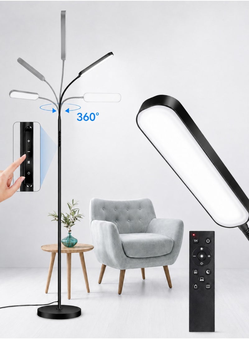 OUTON LED Floor Lamp with Remote & Touch Control, 15W 1500LM Reading Standing Lamp, Flexible Gooseneck, Stepless Dimming, 4 Color Temperatures, Eye-Friendly Light for Bedroom, Living Room & Office - Image 1