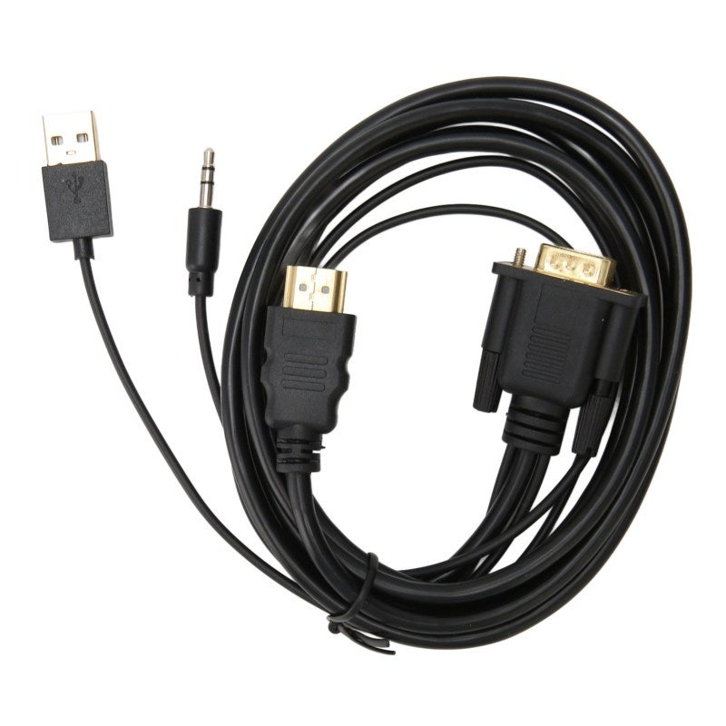 محول VGA إلى HDMI بكابل بطول 1.8 متر مع صوت - محول يعمل عبر USB لتوصيل الكمبيوتر المحمول بشاشة العرض بدقة 1080P - Image 1